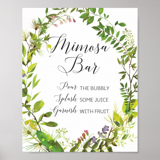 Greenery Mimosa Pub Sign Poster (Framsidan)
