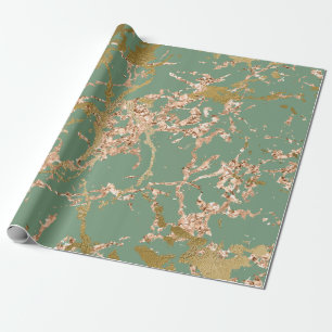 Greenery Mint Sage Ro Guld Marble Stroke Presentpapper