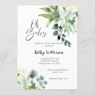 Greenery Modern Baby Shower-inbjudan Boy Inbjudningar