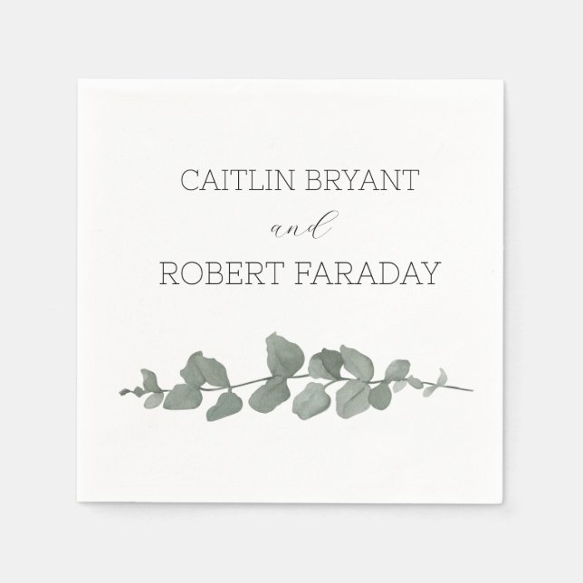 Greenery Modern Bröllop Pappersservett (Framsidan)