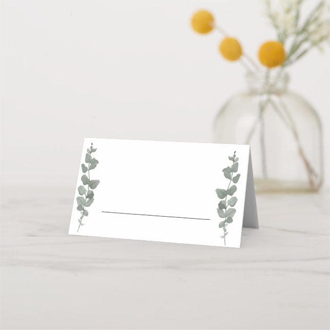 Greenery Modern Bröllop Placeringskort (Framsida)