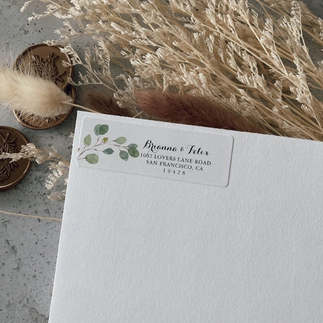 Greenery Modern Calligraphy Return-adressetikett Returadress Etikett (Skapare uppladdad)