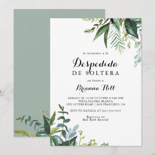 Greenery Modern Calligraphy Spain Möhippa Inbjudningar