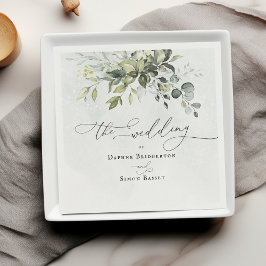Greenery Modern Chic minimalist Bröllop Pappersservett