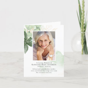 Greenery Modern Photo Funeral Sympathy Foled Tack Kort