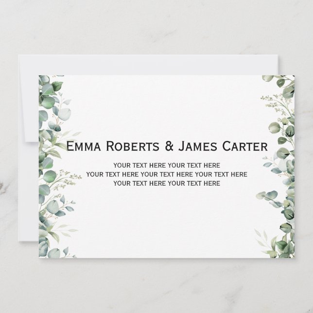 Greenery Modern Wedding Photo Thank You Card Tack Kort (Baksida)