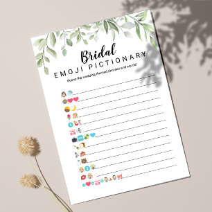 Greenery Möhippa Emoji Pictionary Game Card Inbjudningar
