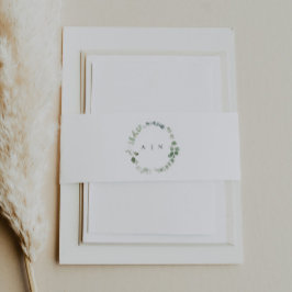 Greenery Monogram-inbjudan Belly Band Band För Inbjudningskort