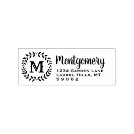 Greenery Monogram Rustic Land Returadress Stämpel