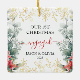 Greenery Monoline Flower Första julen Engagerad Julgransprydnad Keramik