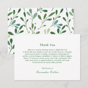 Greenery Mönster Modern Funeral Tack Kort