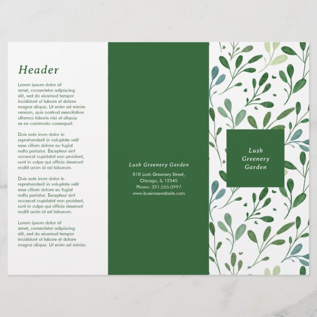 Greenery Mönster Modern Trifold Brochure (Framsida)