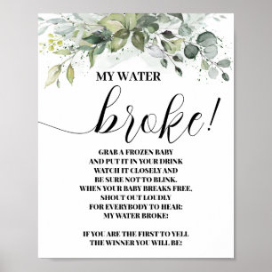 Greenery My Vatten Fattig Baby Shower-skylt Poster
