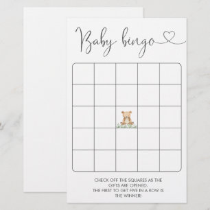 Greenery Nalle Baby Shower Bingo Game