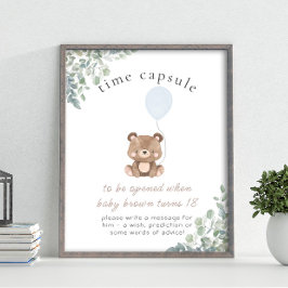Greenery Nalle First Birthday Time Capsule Poster