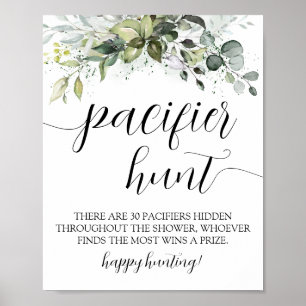 Greenery Nappar Hunt Baby Shower-speltecken Poster
