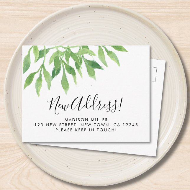 Greenery New Address Moving  Meddelande Vykort (Skapare uppladdad)