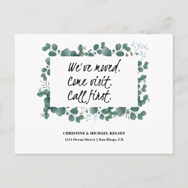 Greenery New Home Adress annons Postcard Meddelande Vykort (Framsida)