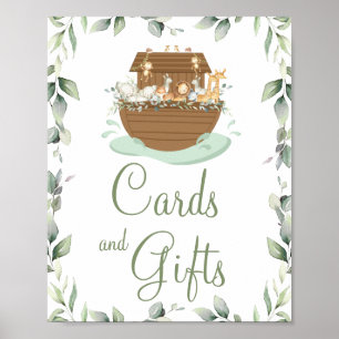 Greenery Noahs Ark Baby Shower Baptism Cards Gift Poster