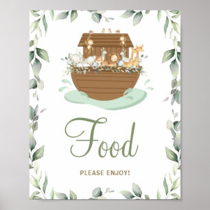 Greenery Noahs Ark Baby Shower Birthday Food Poster