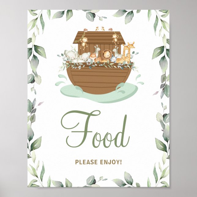 Greenery Noahs Ark Baby Shower Birthday Food Poster (Framsidan)