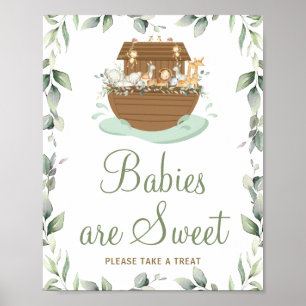 Greenery Noahs Ark Baby Shower Spädbarn Sweet Trea Poster