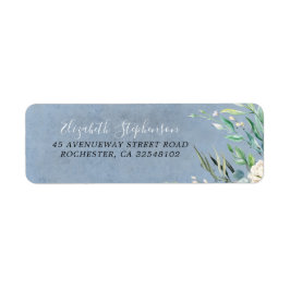 Greenery och Dusty Blue Bröllop Returadress Etikett