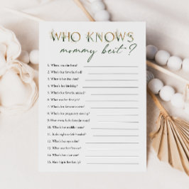 Greenery och Guld Baby Shower som känner till Mamm Inbjudningar