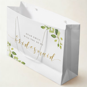 Greenery och Guld Bridesmaid Frieri Gift Bag