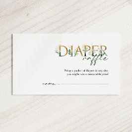 Greenery och Guld Diaper Raffle Baby Shower Tilläggskort