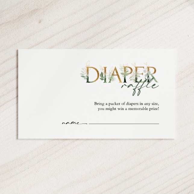 Greenery och Guld Diaper Raffle Baby Shower Tilläggskort (Skapare uppladdad)