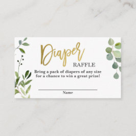 Greenery och guld Diaper Raffle Tilläggskort