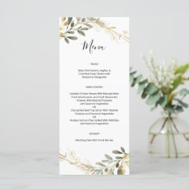 Greenery och Guld Geometric Boho Bröllop Menu Meny
