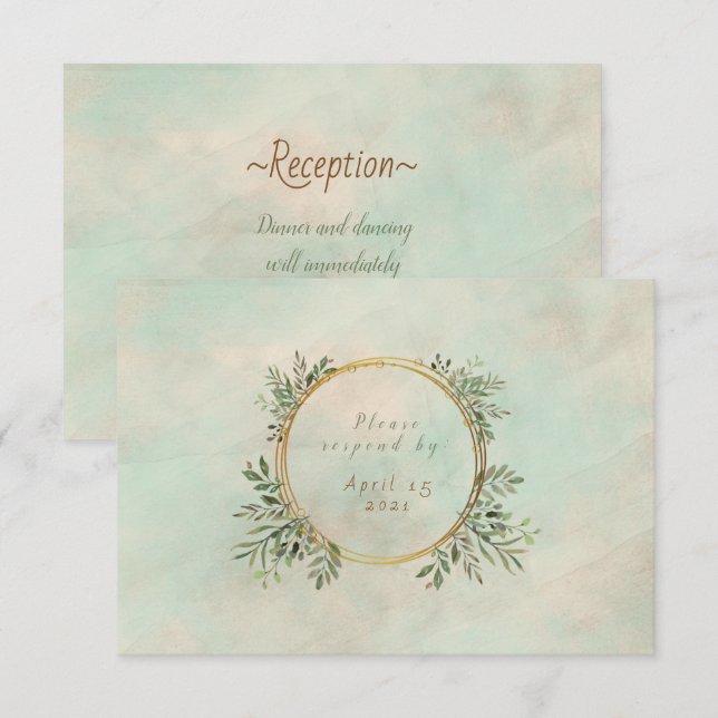 Greenery och Guld Geometric Ram (Fram/baksida)