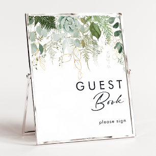 Greenery och Guld Löv Guest Bok-signalen Poster