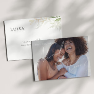 Greenery och Guld Photo Maid of honor Card Inbjudningar