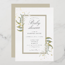 Greenery och tan guld babydusch