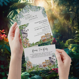 Greenery of Cute Jungle Baby Shower Animals