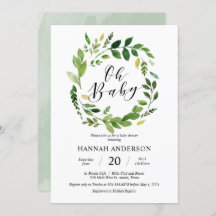 Greenery Oh Baby Shower Modern Script