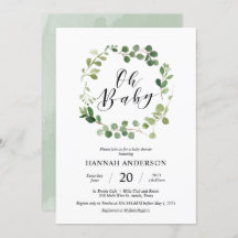 Greenery Oh Baby Shower Modern Script