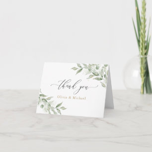Greenery Olive Gren Babyns utandning Guld Bröllop Tack Kort