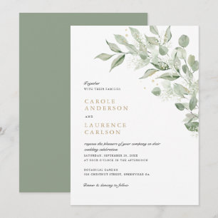 Greenery Olive Lämna Gren Babyns utandning Bröllop Inbjudningar
