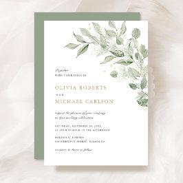 Greenery Olive Lämna Gren Babyns utandning Bröllop Inbjudningar