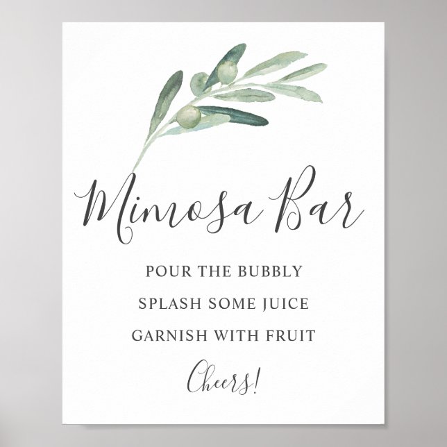Greenery Olive Mimosa Bar Poster (Framsidan)