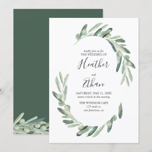 Greenery Olive Modern Handskriftlig Teckensnitt Br Inbjudningar