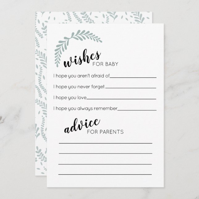 Greenery önskemål och rådgivningskort anteckningskort (Fram/baksida)