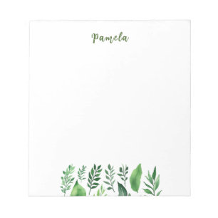 Greenery över den minimalistiska Blommigten Namn O Anteckningsblock