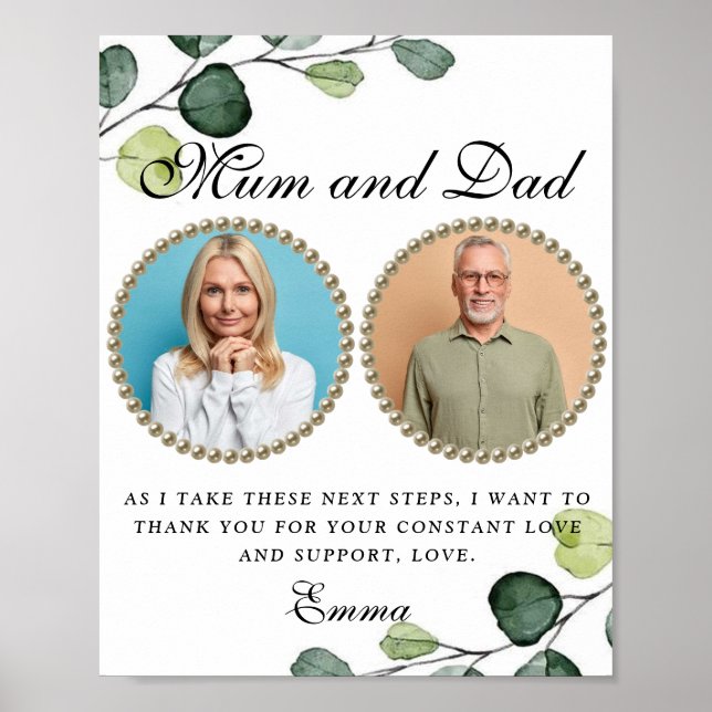 Greenery Parents of the Bride Tack Gift Poster (Framsidan)
