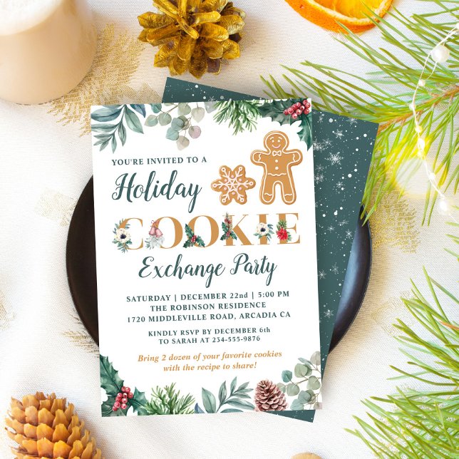 Greenery Pepparkaksgubbes Cookie Exchange Party Inbjudningar (Skapare uppladdad)