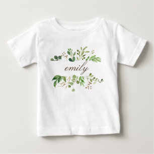 Greenery Personlig Namn Baby T-shirt